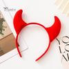 Devil Horn Decor Headband Plush Fabric Handmade Lightweight Elastic Design Hair Hoop Cosplay Parties Halloween Accessories