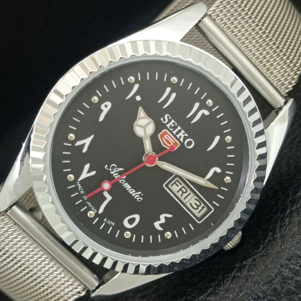АВТОМАТИЧЕСКИЕ ВИНТАЖНЫЕ ВОССТАНОВЛЕННЫЕ МУЖСКИЕ ЧАСЫ SEIKO 5 6309A ЯПОНИЯ ЧЕРНЫЕ a442513-1