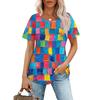 Женская модная повседневная плиссированная футболка с короткими рукавами и круглым вырезом с градиентным принтом