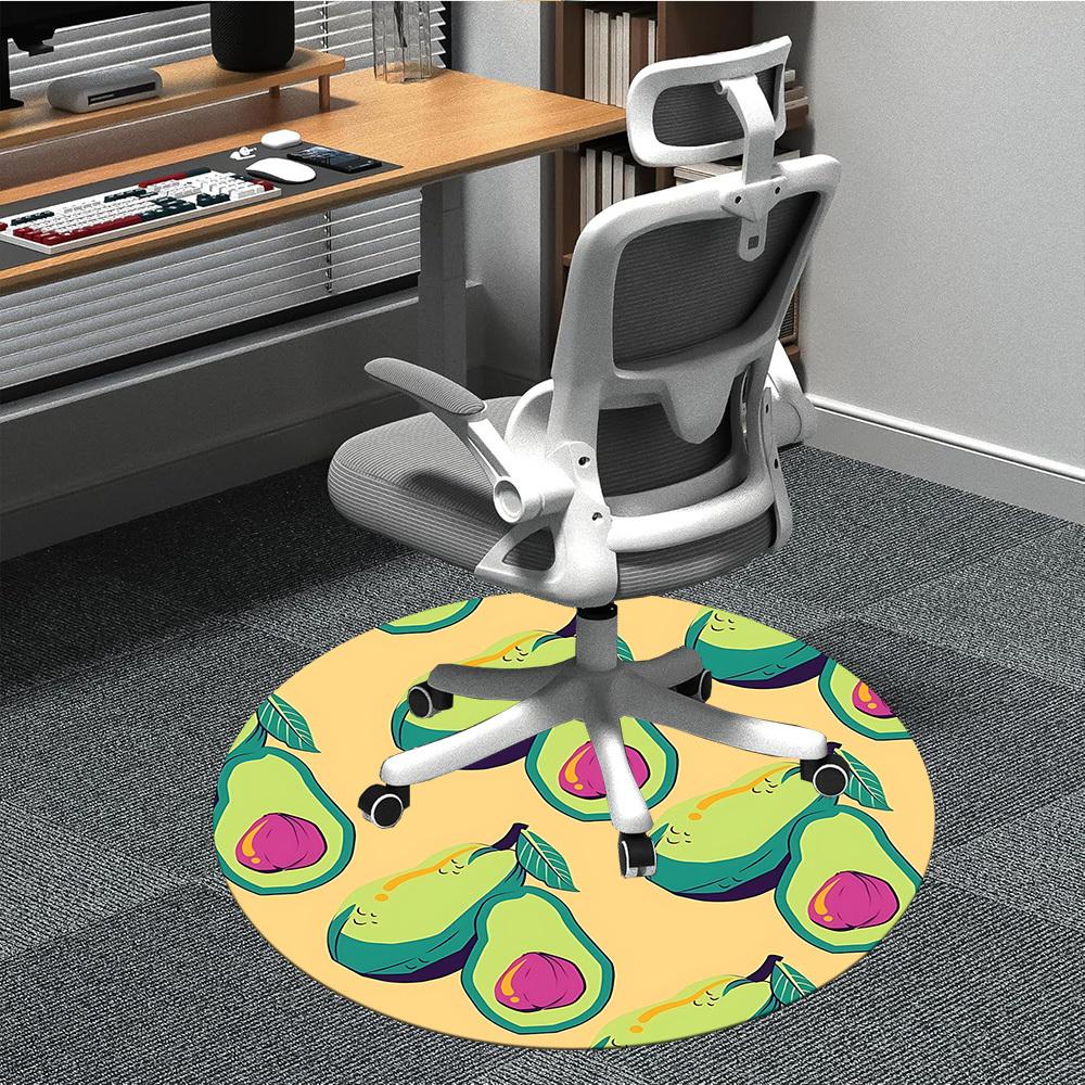 1pc Avocado Pattern Office Round Rug, Non-slip, Soft and Durable Office Rug for Interior Decoration, Perfect for Office,Decoration yy260204008