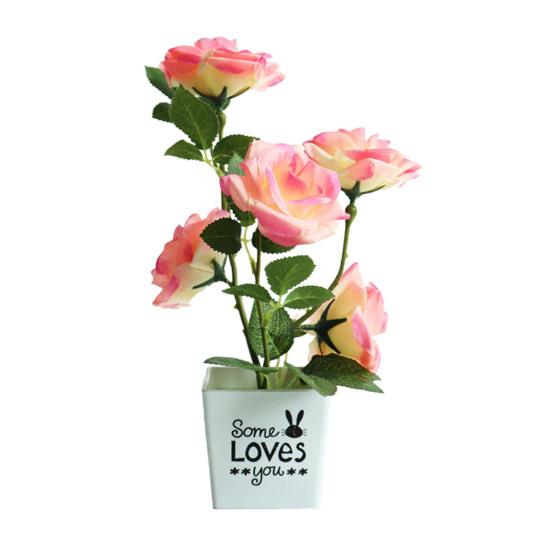 DYS Домашний Декор Искусственный Растительный Горшок Роза Настольный Декор Искусственный Шелковый Цветок Крытый Открытый Имитационный Цветочный Горшок