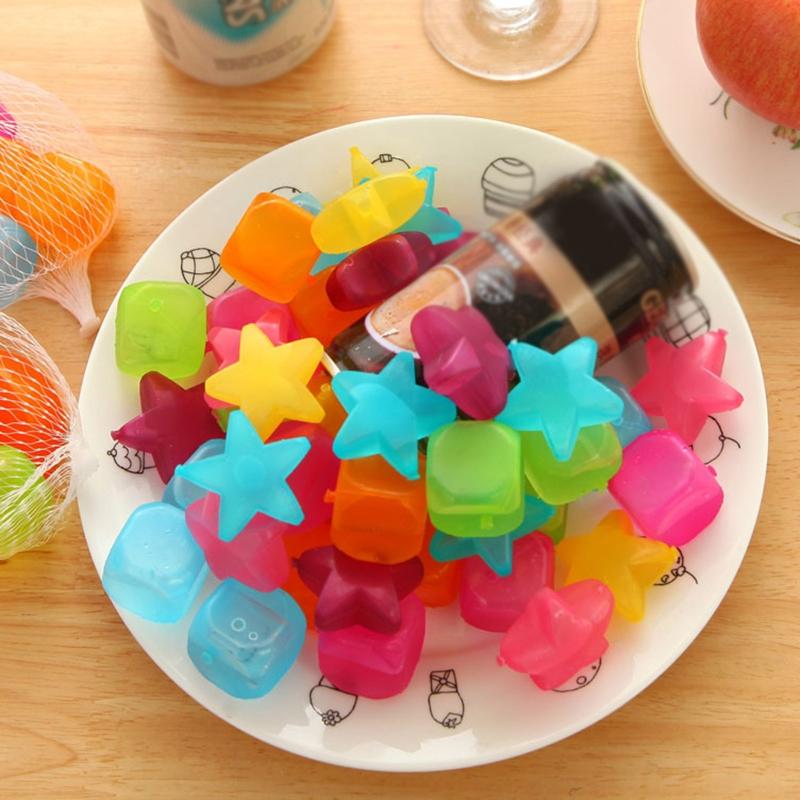 6 Pieces Refreezable Ice Cubes Washable Plastic Ice Cubes Reusable Non-Diluting Ice Cubes for Cocktails Drinks Vodka