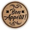 [A2738] - Burlap Placemat 'Bon Appétit! ' Beige Black - 38 Cm