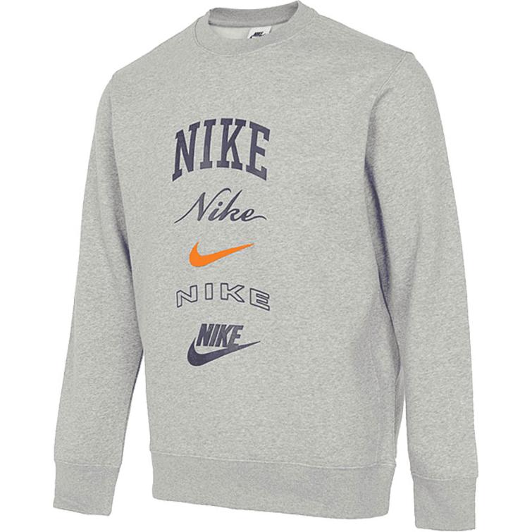 Nike Club Fleece Crew Neck Sweatshirt With Letter Graphics Men Tops Gray FN2611-063
