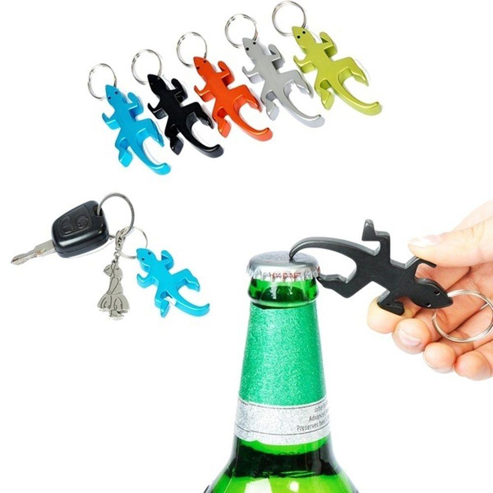 Novelty Creative Zinc Zinc Alloy Aluminum Lizard Shape Beer Corkscrew Openers Keys Ring Bottle Opener