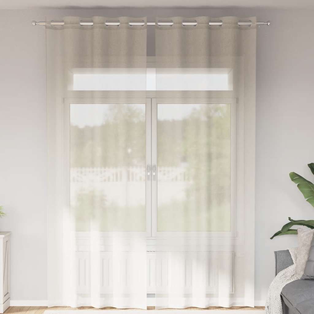 Voile Curtains with Grommets 2 pcs Cream 140 x 300 cm