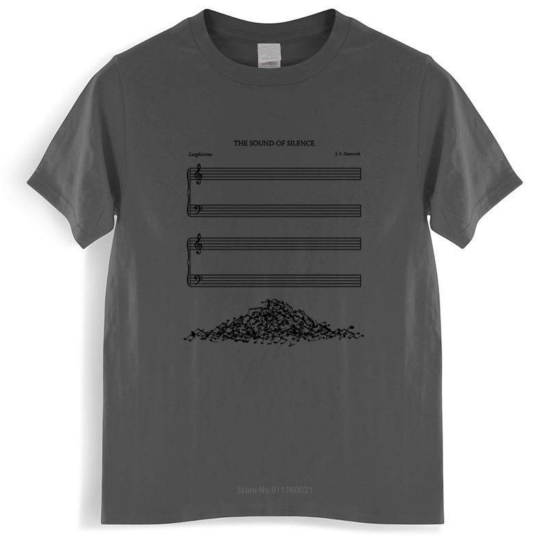 Homme t shirt summer Unisex tshirt The Sound of Silence T Shirt sheet music visual puns punny simon and garfunkel brand top tees