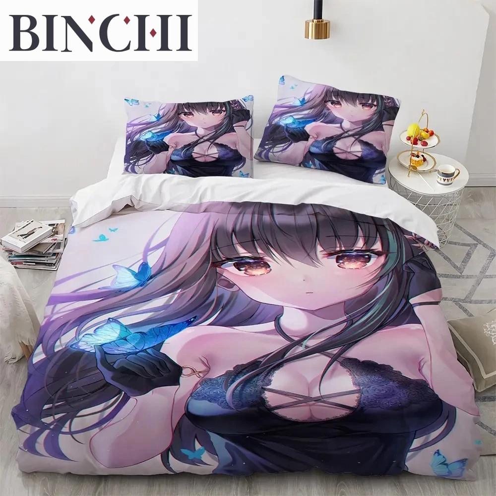 Комплект постельного белья Kawaii Anime sexy Girl, пододеяльник, одеяло, комплект постельного белья, наволочка, размер King Queen Twin для мальчиков и девочек для взрослых