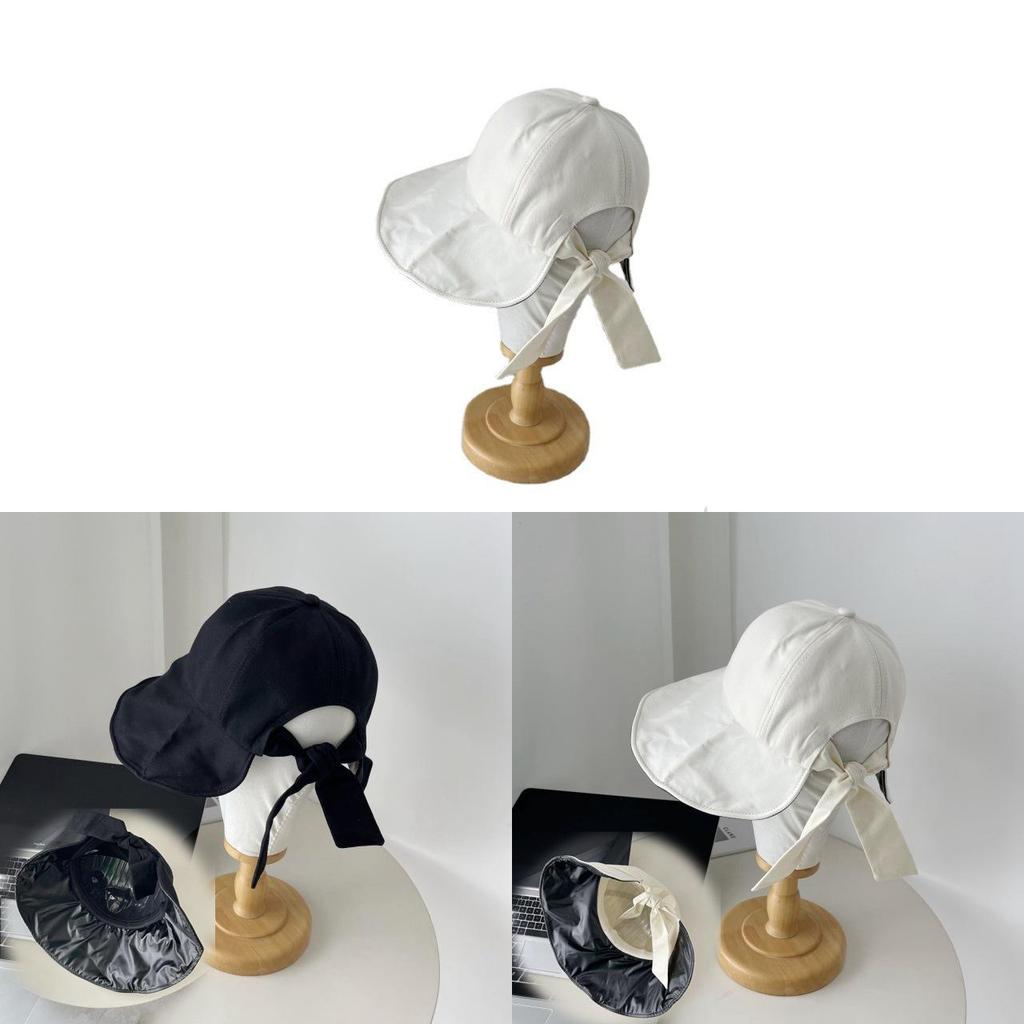 Polyester Sun Hat With Large Brim And Butterfly Bow For Summer Sun Protection