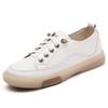 Fashion Genuine Leather Shoes for Women Luxury Casual Shoes Low Top Flat Women Tennis Sneakers Wide Toe Soft Ladies Little While Shoe