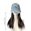 Парик Регулируемая Джинсовая Шляпа Парик Жемчужный Бант Длинные Прямые Волосы Кружевная Бейсболка с Париком Спорт