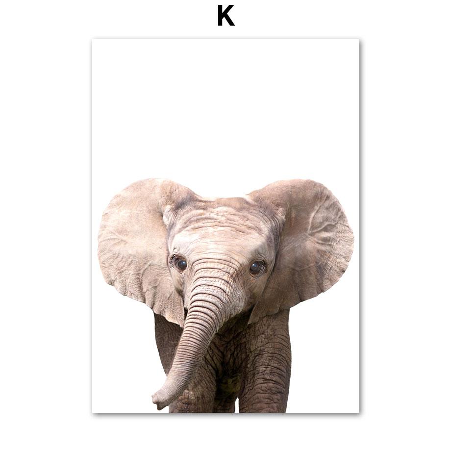 Жираф Кролик Лиса Лев Леопард Зебра Слон Плакат Детская Настенная Художественная Печать Холст Картины Современные Детские Дети Спальня Домашний Декор