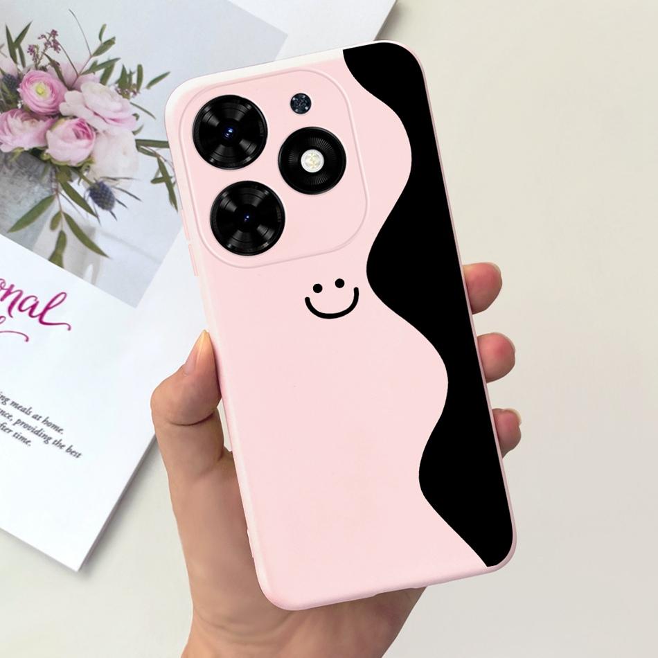 Чехол для Tecno Spark Go 2024 Милый Цветочный Узор Сердечки Конфетный Цвет Мягкий Силикон Тонкая Задняя Крышка Телефона Для Spark Go (2024) BG6