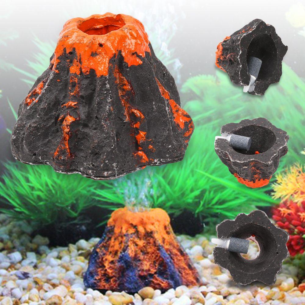 Practical Aquarium Resin Air Bubble Stone Ornament Decorations Volcano Shape Oxygen Pump