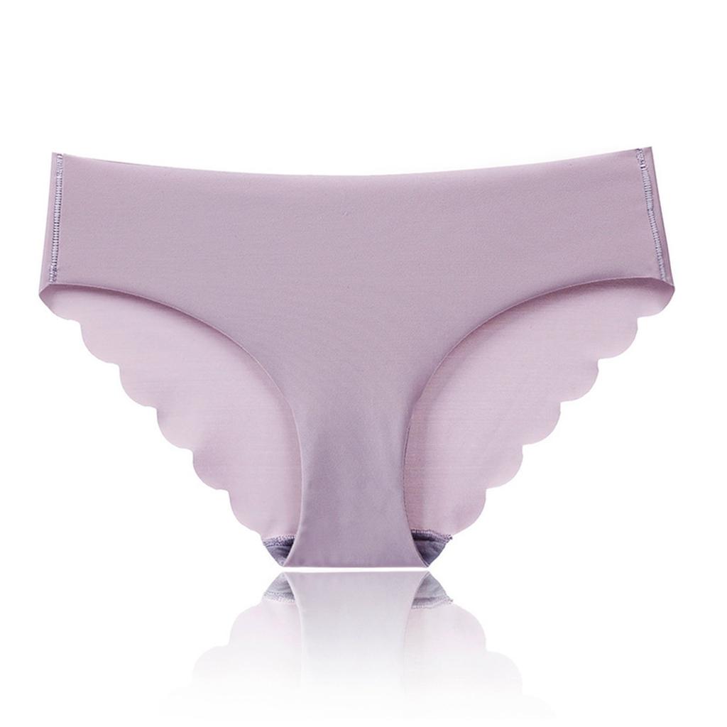 Ladies Sexy Solid Color Ice Silk Seamless Wave Low-rise Panties