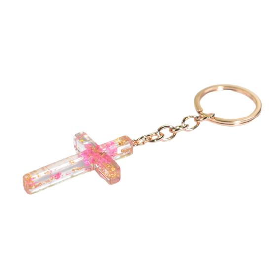 Брелок ручной работы из сушеных цветов, подвеска из смолы, многоцелевой сверкающий сувенир, подарки, брелок с крестом, сумка, орнамент для женщин и мужчин, ювелирные изделия, мода