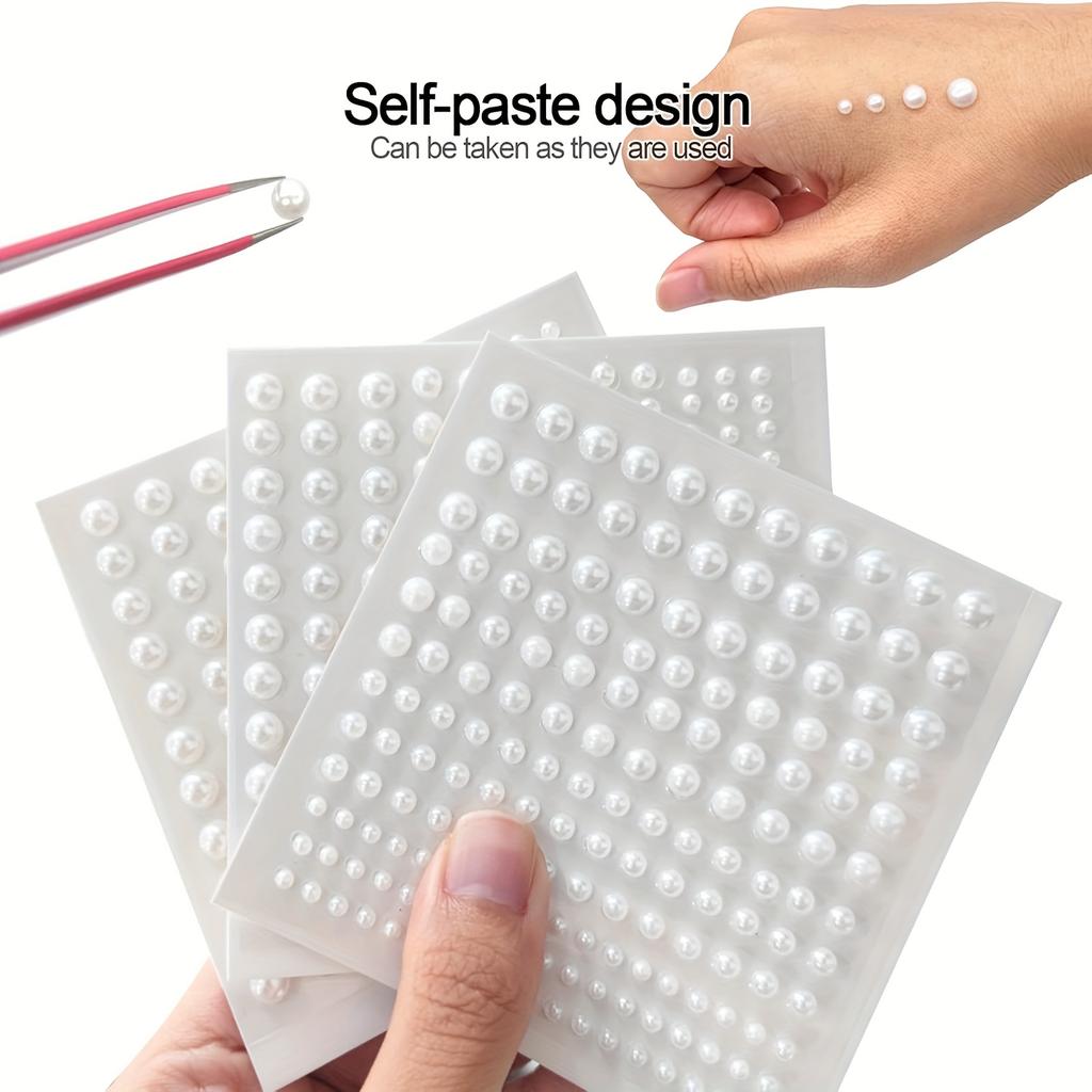 165 шт./лист микс 3/4/5/6 мм 3D жемчужные украшения для лица тени для век наклейки самоклеящиеся наклейки для лица волосы брови ногти макияж декор