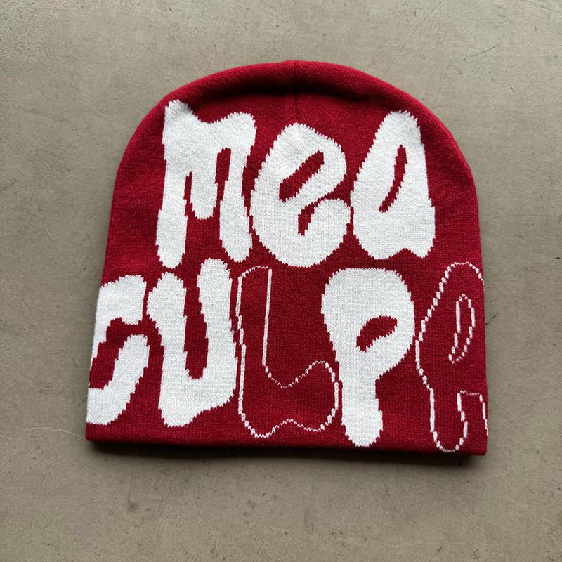 Knit Hat For Men And Women With Letter Pattern Warm Acrylic Winter Accessory