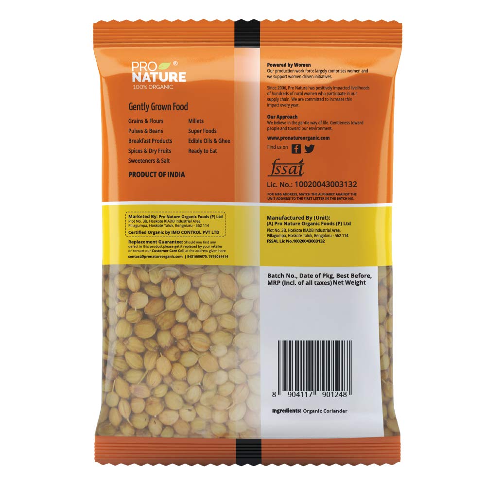 Pro Nature Organic 100% Coriander Whole, 200G