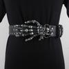 Cool Skull Wide Waistband Y2K Skeleton Fingers Belt Strap Buckle Black Rivet Belt  Couple