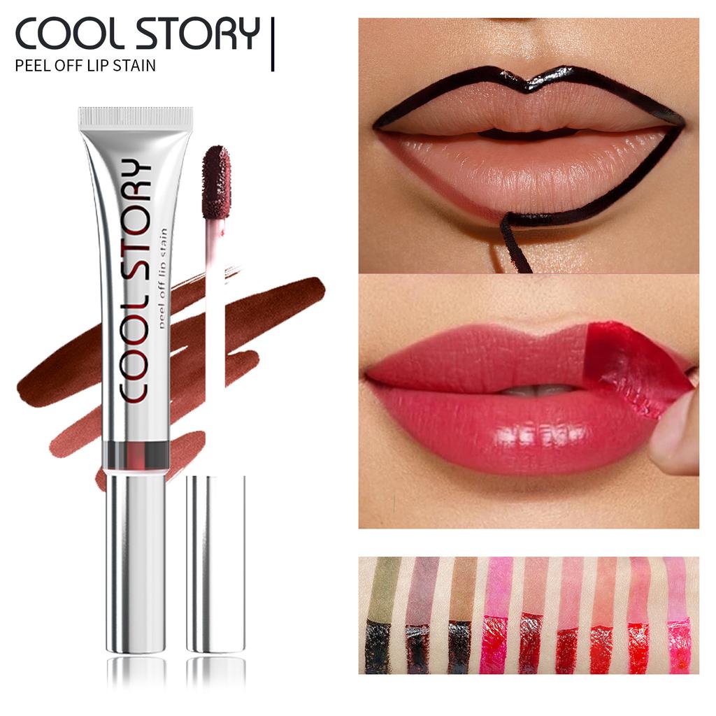 Peel Off Rose Pink Lip Gloss Matte Outline Contour Tattoo Lip Stain Waterproof Transfer Resistant Tear Off Natural Lip Tint