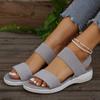 Fashion Ladies Shoes 2024 New Elastic Band Women's Sandals Summer Open Toe Breathable Mesh Solid Flat Casual Beach Large Size Sandals