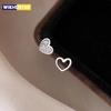 Настоящие серьги-гвоздики из стерлингового серебра 925 пробы с цирконами, полые сердца, для женщин, модные, тонкие ювелирные изделия, маленькие, нишевые, роскошные аксессуары