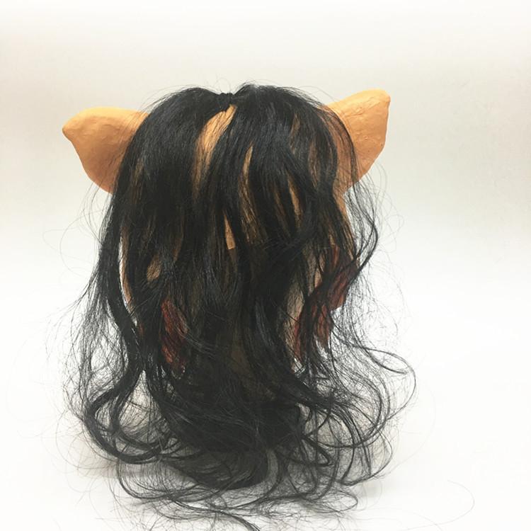 Страшная маска на Хэллоуин, новинка, голова свиньи, ужас с масками для волос, костюм для косплея Caveira, реалистичные латексные фестивальные принадлежности, маска волка