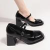 Туфли женские Туфли Мэри Джейн на высоком каблуке Платформа Каблуки с пряжкой Нескользящие Повседневные Туфли на среднем каблуке Офисные женские Туфли-лодочки