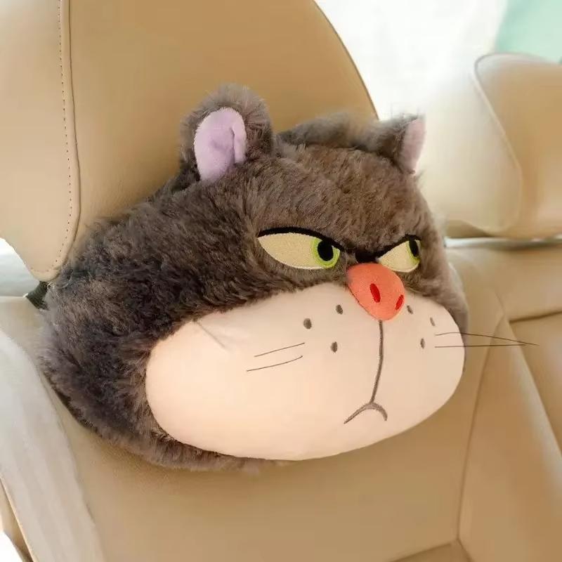 1 PC Internet Celebrity Lucifer Cat Plush Pillow Pillow Doll Car Headrest Neck Pillow Seat Belt Cute Doll Toy