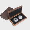 Vintage Dual Coin Commemorative Medal Storage Box - Black Walnut Gift Box for Ancient Coin Badges