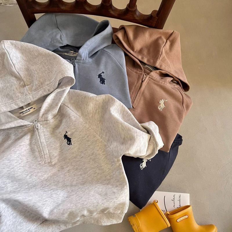 Boys' & Girls' Spring/Autumn Two-Piece Set: Zipper Sweatpants & Hooded Sweatshirt