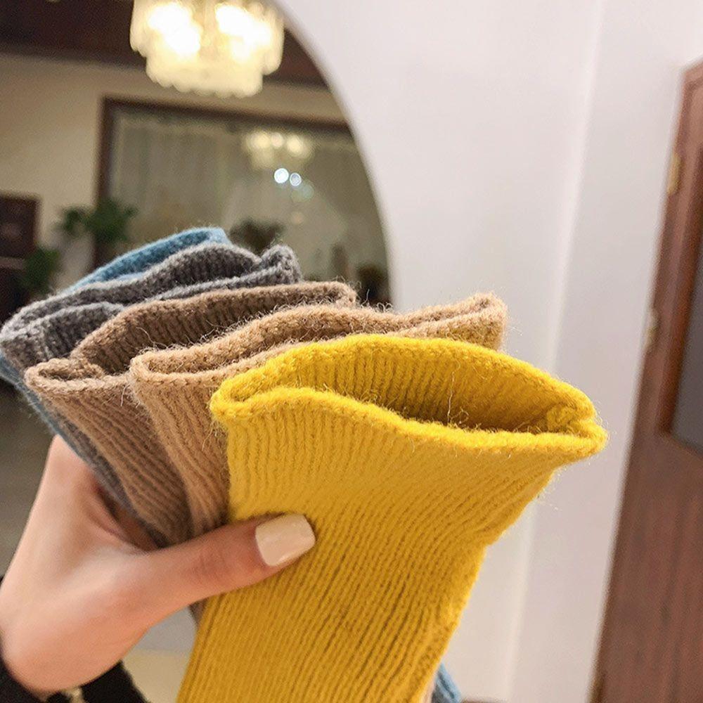 Solid Color Winter Gloves Soft Half Finger Mitten New Fingerless Gloves Women