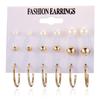12-Piece Retro Pearl Stud Earring Set: European & American Minimalist Three-Color Collection