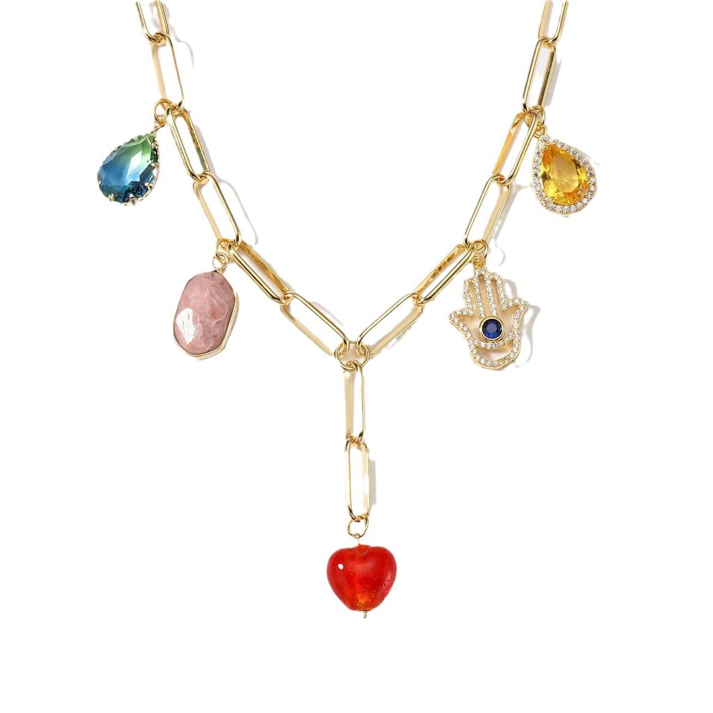 2024 весенне-летнее новое 18-каратное настоящее золото с гальваническим цирконием, легкое роскошное ожерелье, женское модное темпераментное ожерелье