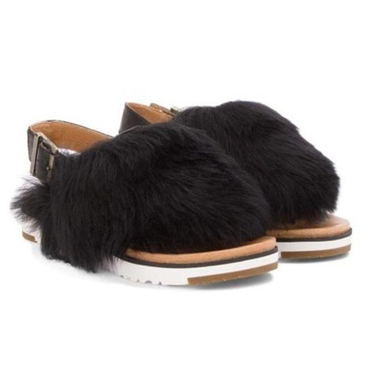 UGG Удобные повседневные шлепанцы на резиновой подошве, бесшумные, быстросохнущие, женская обувь, черные 1019870-BLK