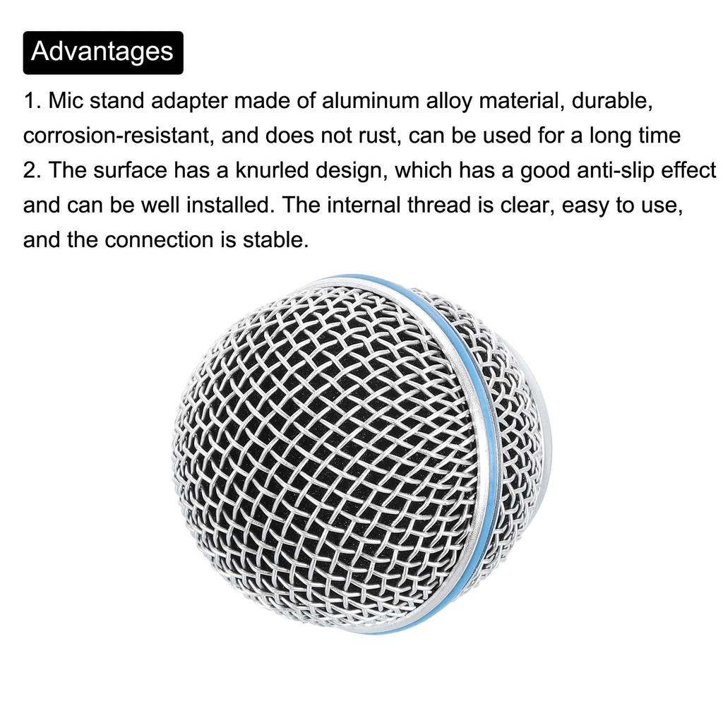 Uxcell 4-Piece Set of Mesh Microphone Grill Heads for SM58 Wired Microphones, DIY Microphone Grill Head Parts Accessories, Silver