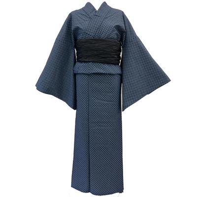 Кимоно из денима, легкий и моющийся, одинарный, уже клетчатый, размер S [Kyoto Yuzen] Кимоно, узор, мягкий, кимоно, одежда, повседневная, сшитая на заказ,