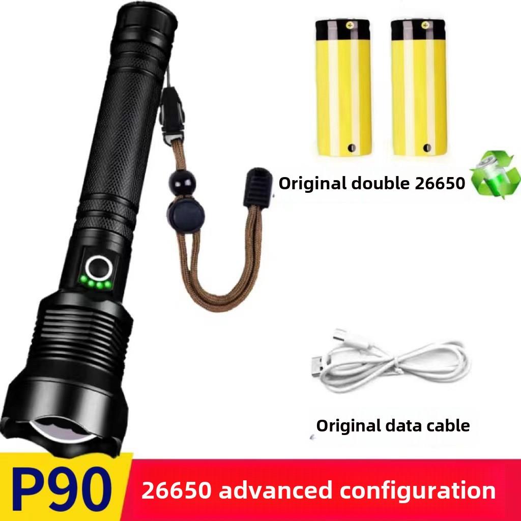 P90 Quad-core Strong Фонарик Уличный Супер Яркий Перезаряжаемый Zoom LED Фонарик Дистанционное Освещение Свет