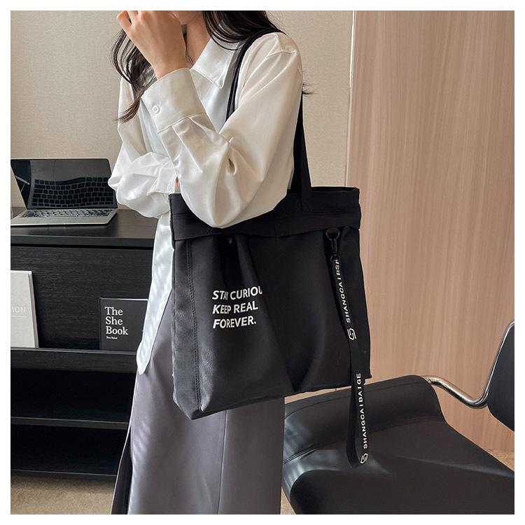 Холщовая сумка с буквенным принтом, женская большая сумка, студенческая сумка через плечо большой вместимости