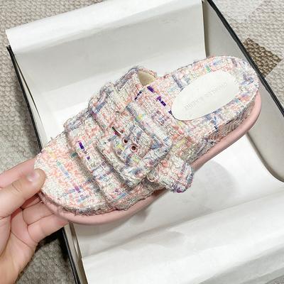 2024 ЛЕТО Толстая подошва Тапочки для женщин Дизайн пуговиц Повседневный внешний вид Тапочки Обувь для женщин Zapatos De Mujer