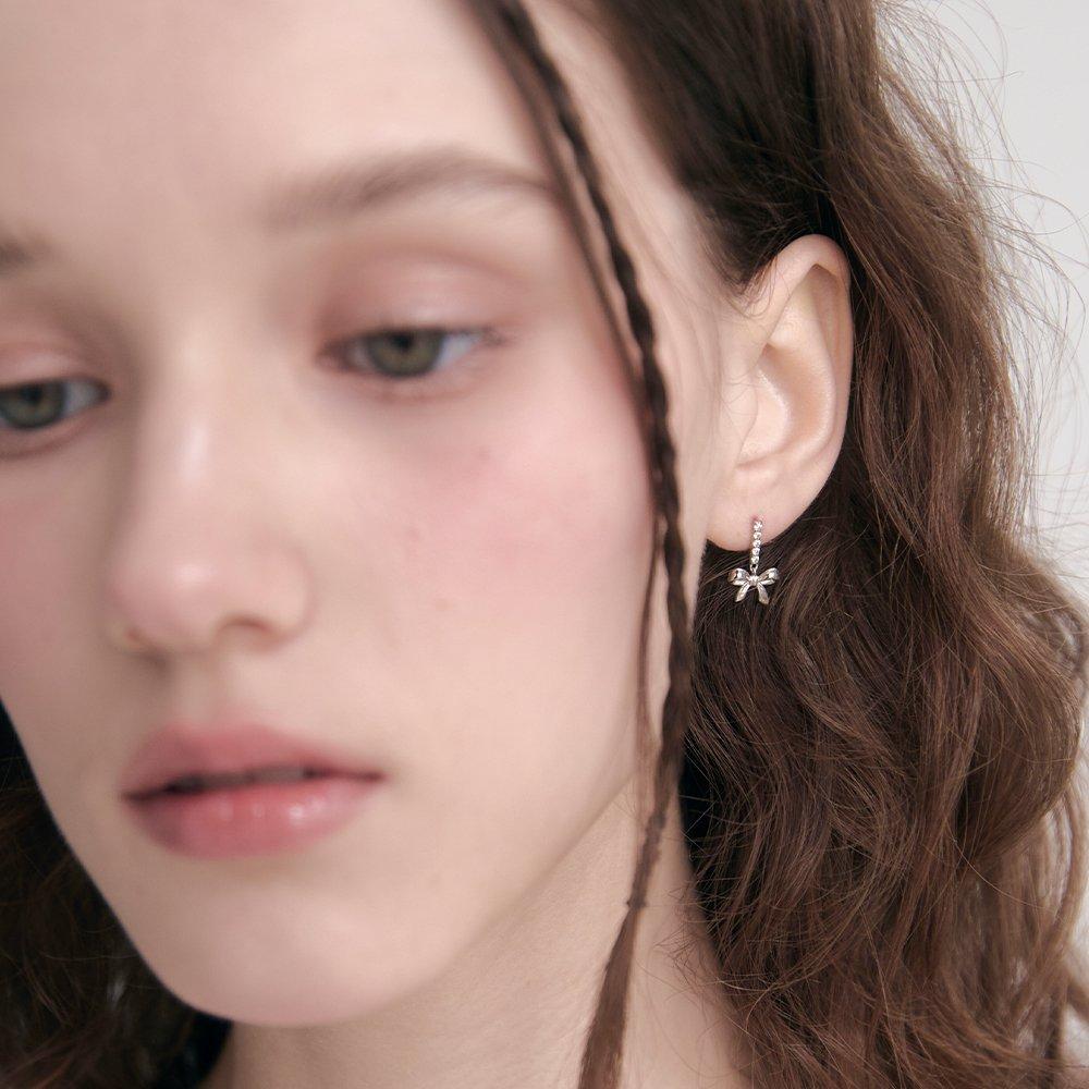 [Rosemont] Silver Ribbon Earrings Ra24C40K