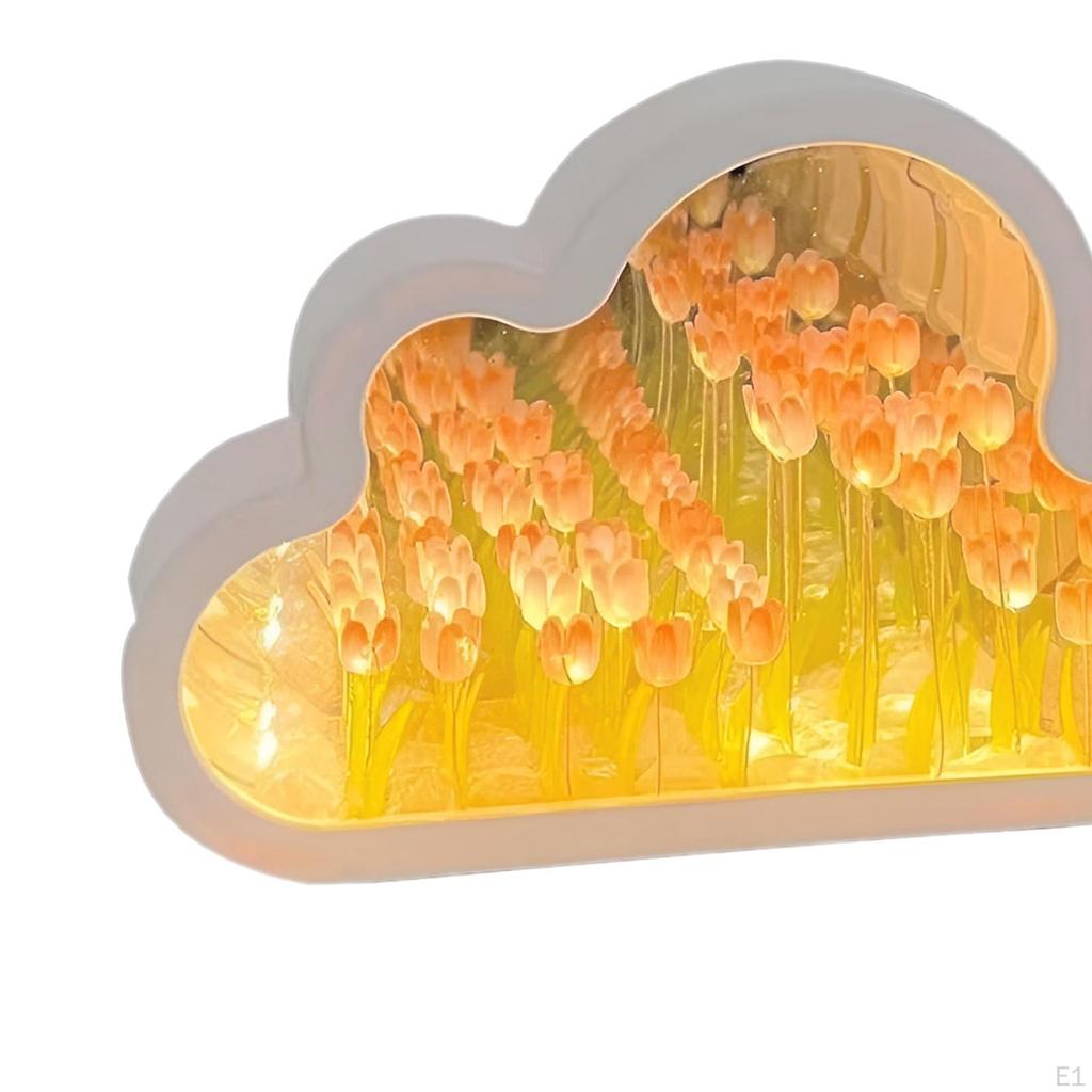 9 Flower Lamp DIY Mirror Night Light Gift Housewarming Tabletop Decoration for Home Office