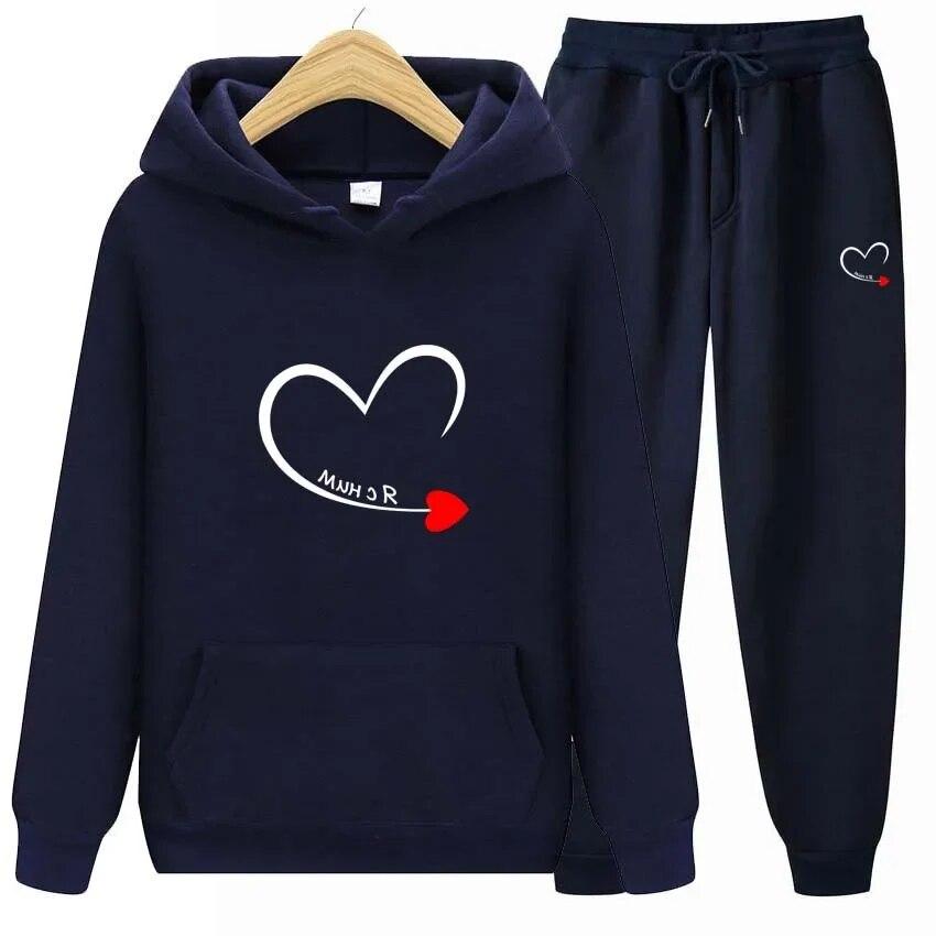 Толстовка с принтом King Queen для пар, толстовка с длинными рукавами, брюки для бега, лоскутный костюм для фитнеса и бега, повседневная одежда