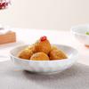 Sky Top Ceramic Seasoning And Snack Plates, Embossed Bone China Pure White Household Set of 4, 4.75 Inches, Crystal Series