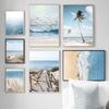 Blue Sea Wave Sandy Beach Boat Wall ArtPainting Canvas Nordic Posters And Prints Wall Pitures For Living Room Salon Decoration