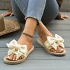 Fashion Summer New Style Round Head Fabric Butterfly Knot Soft Sole Anti-slip Wear-resistant Slippers Fashion Flat Sandals