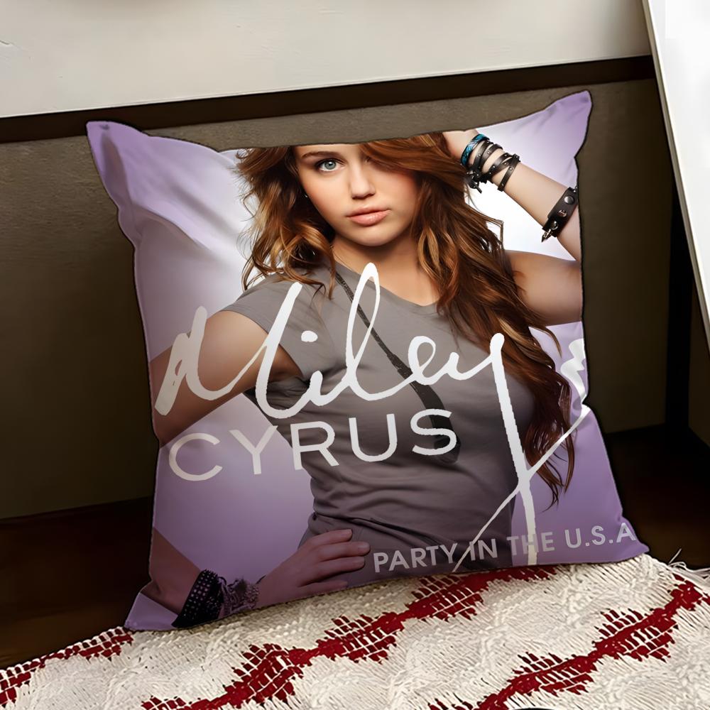 American singer Miley Cyrus Cushion Cover Reversible Soft Durable Pillow Cover Home Car MultiScene Use for Daily Comfort