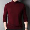 Men's Turtleneck Solid Color Sweater Knitwear Middle-aged Fashion Warm Inside Sweater Base Clothing Trend New Autumn and Winter