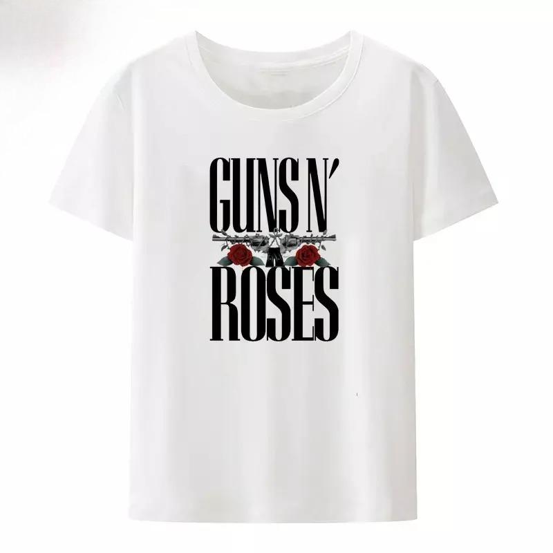 Хлопковая летняя футболка с принтом в стиле Guns N Roses, уличная мода, Harajuku, женская, с коротким рукавом, топ Y2k, для спортзала